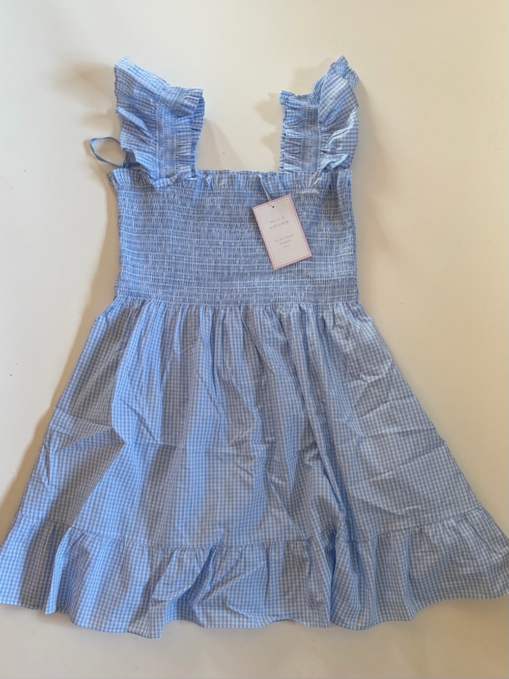 Hill House Light Blue Gingham Smocked Sundress with Ruffle Straps